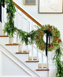 Perfect Holiday Pre-Lit and Unlit 24" Cheyenne Pine Wreath with Pine Cones & Holly Berry Clusters